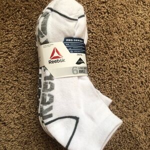 Reebok Pro-Series White and Gray Ankle Socks - 6 Pack